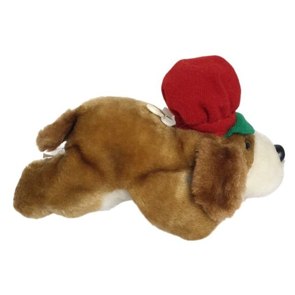 VTG Holiday HugEms Santa Basset Hound Dog 5.5" Plush Santa Hat & Stocking NWT - Picture 4 of 7